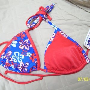 NWT Venus Edge Bikini Swimwear Top L Red/White/Blu